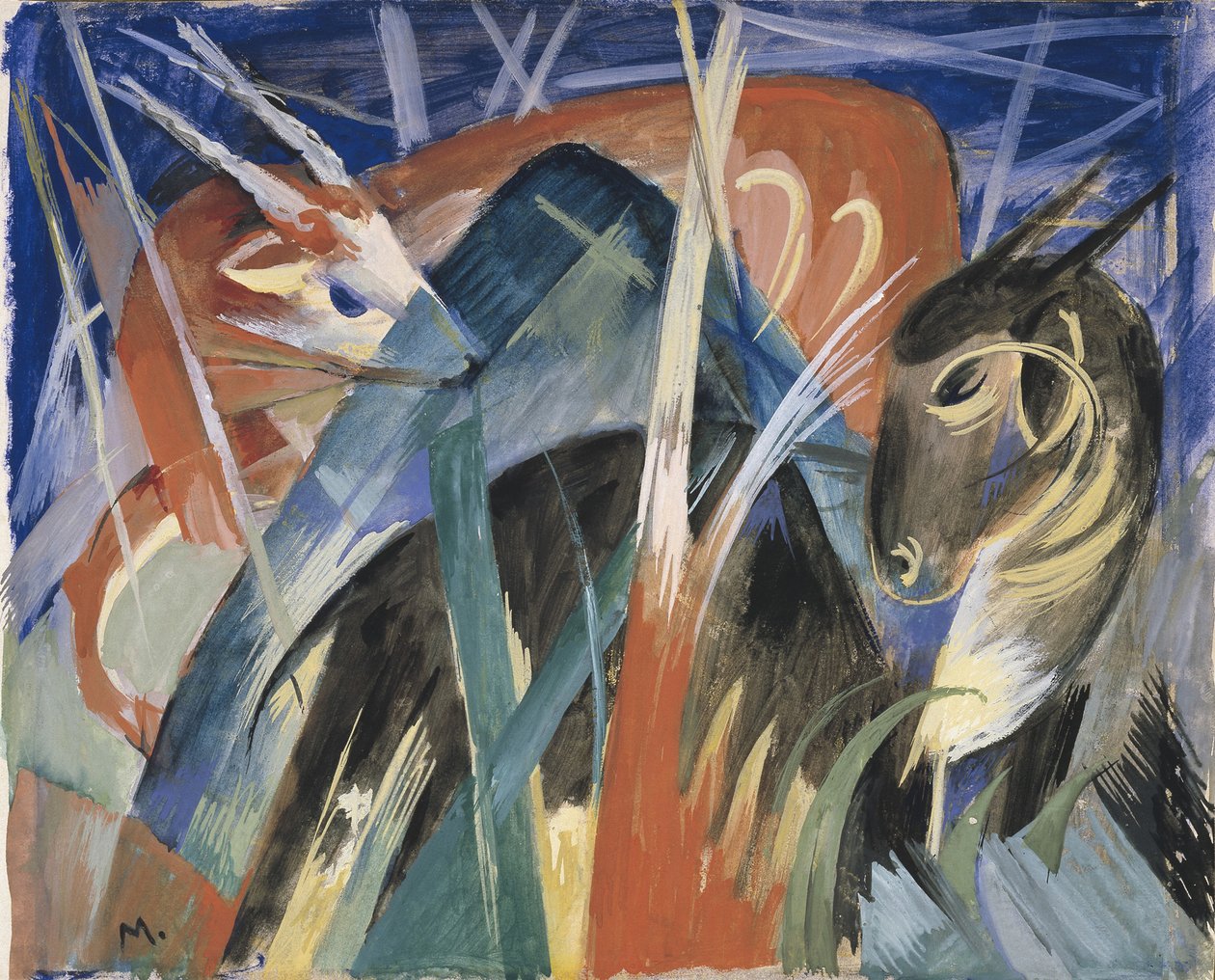 Fabeldjur I Komposition med djur I, 1913 av Franz Marc
