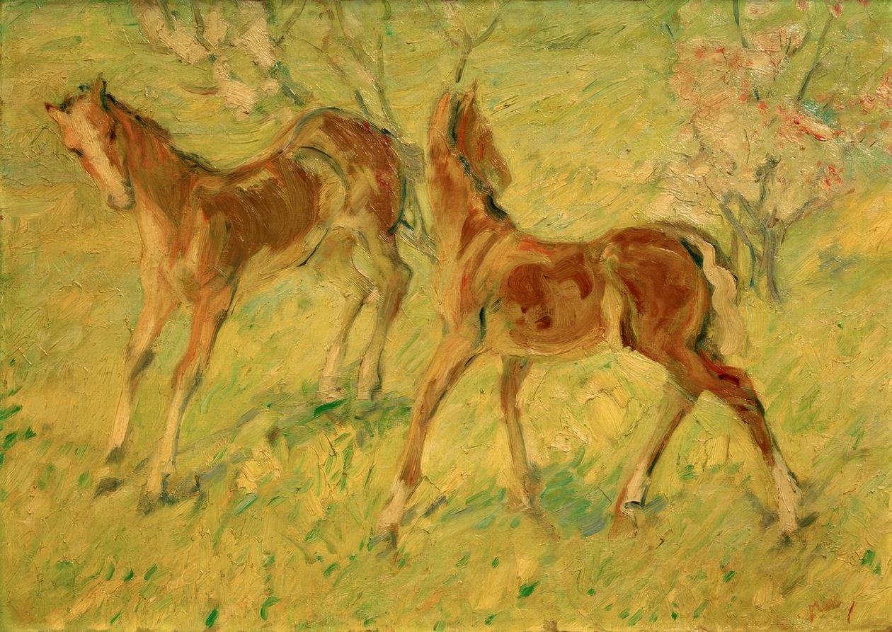 Föl på bete (hoppande föl) av Franz Marc