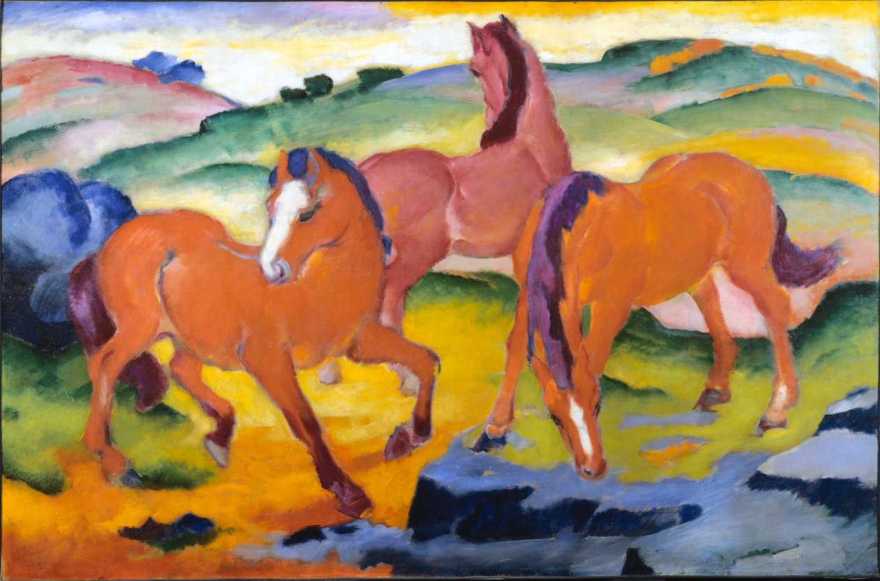 Betande hästar IV av Franz Marc