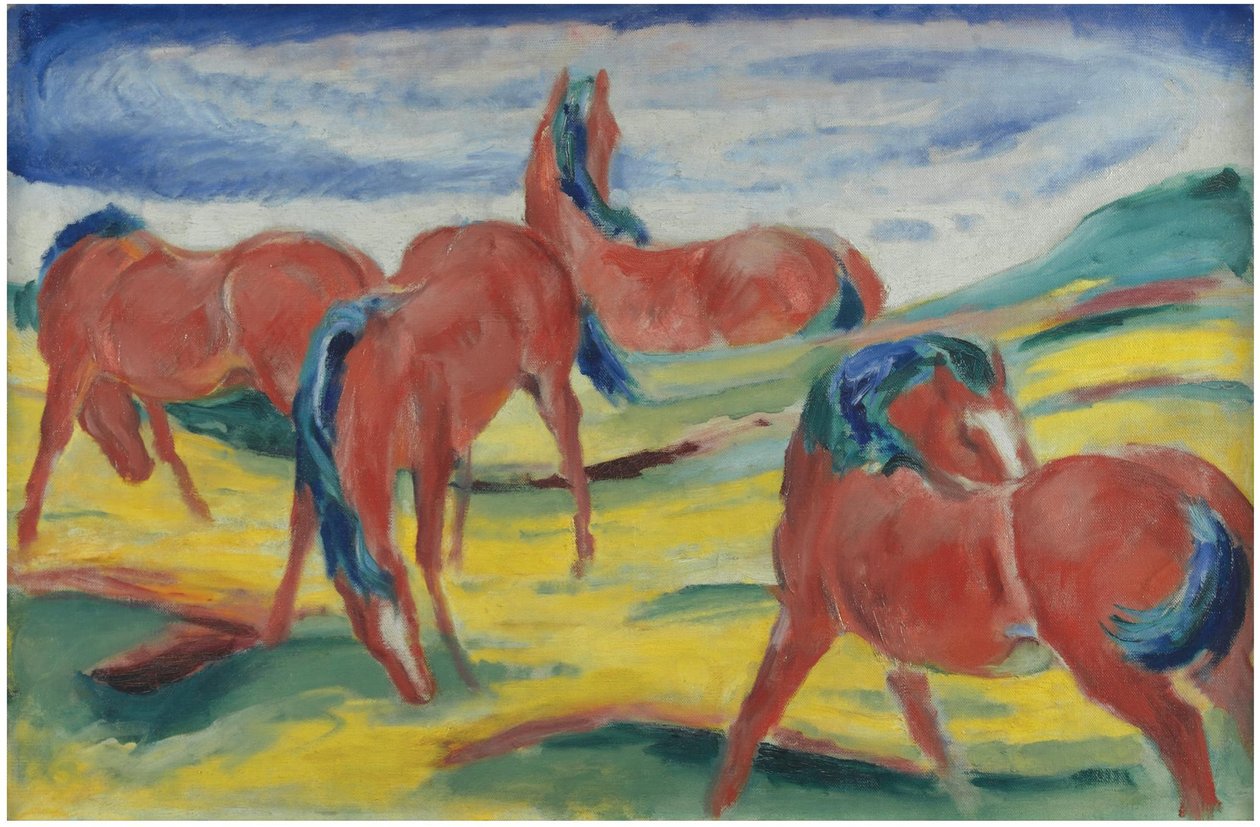 Betande hästar III, 1910 av Franz Marc