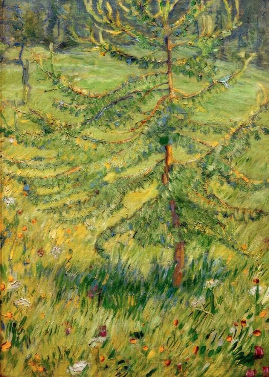 Ung lärk i en skogsäng av Franz Marc