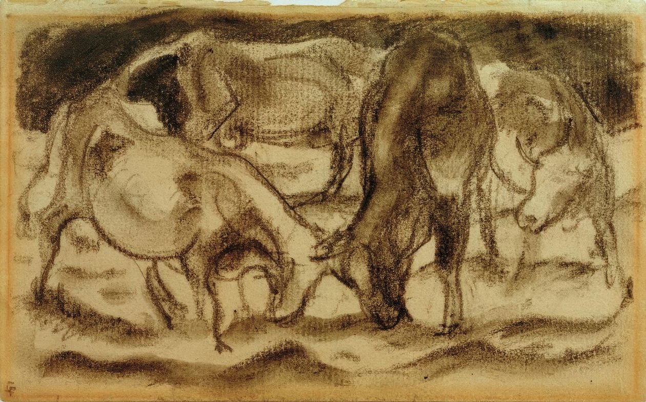 Kämpande kor av Franz Marc