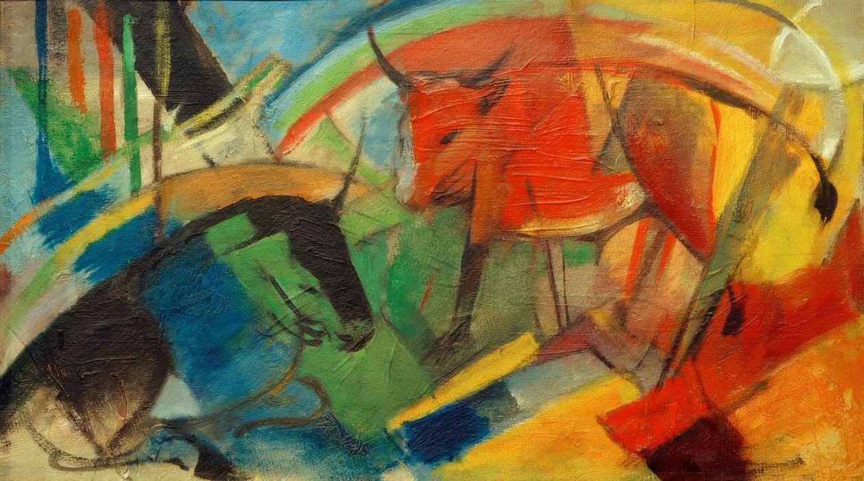 Liten bild med boskap av Franz Marc