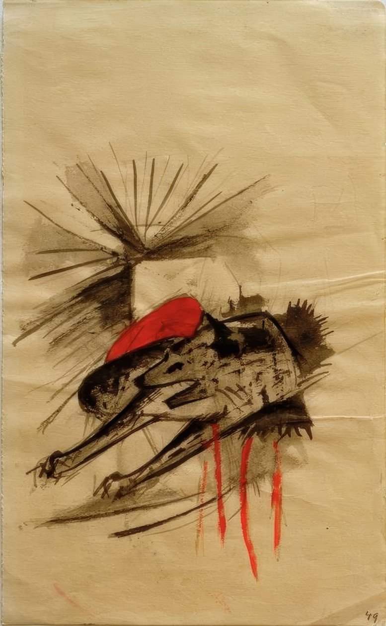 Liggande hyena (liggande varg) av Franz Marc