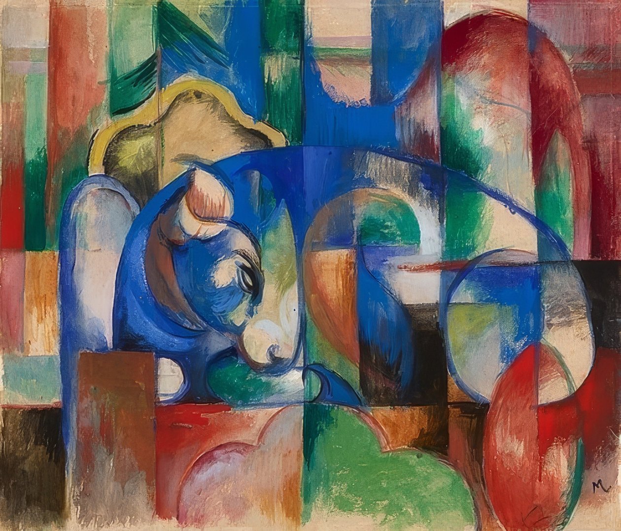 Liggande tjur. 1913 av Franz Marc