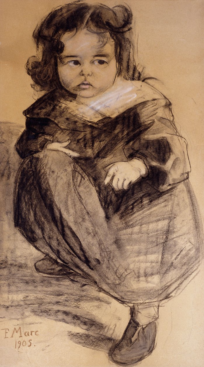Liten flicka med vit krage, 1905 av Franz Marc