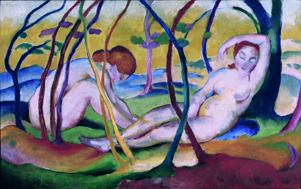 Nakna under träd av Franz Marc