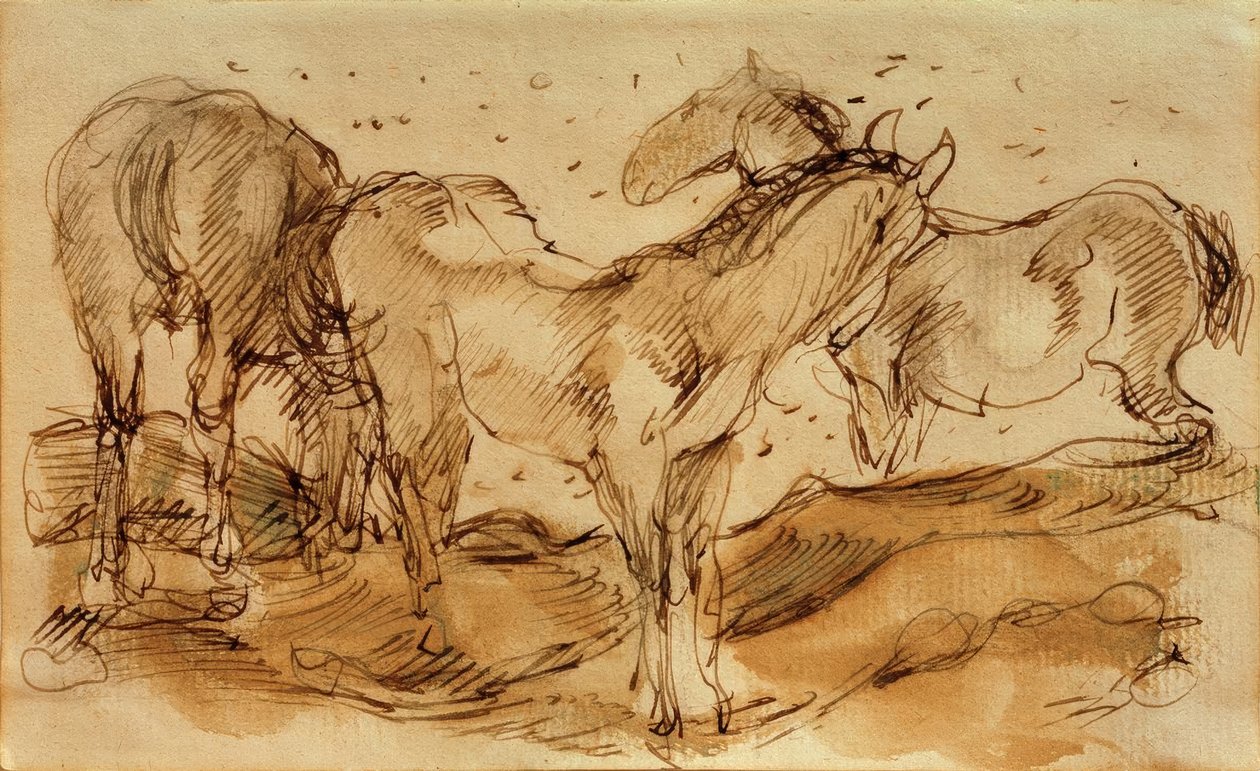 Hästar i hagen av Franz Marc
