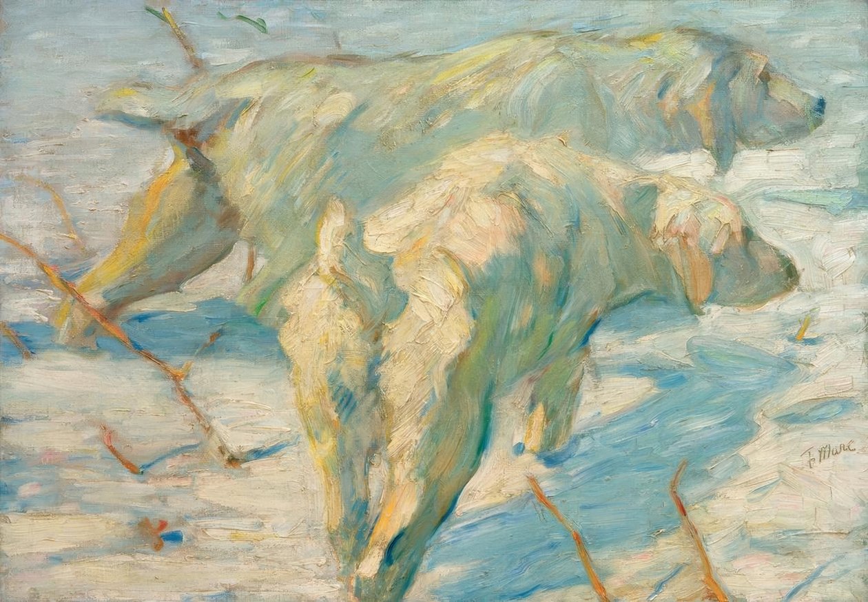 Sibiriska herdar (sibiriska hundar i snö) av Franz Marc