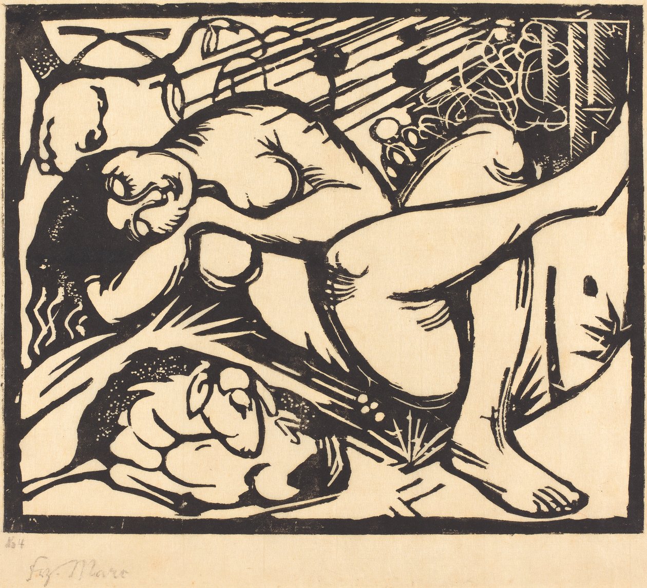 Sovande herdinna (Schlafende Hirtin), 1912 av Franz Marc