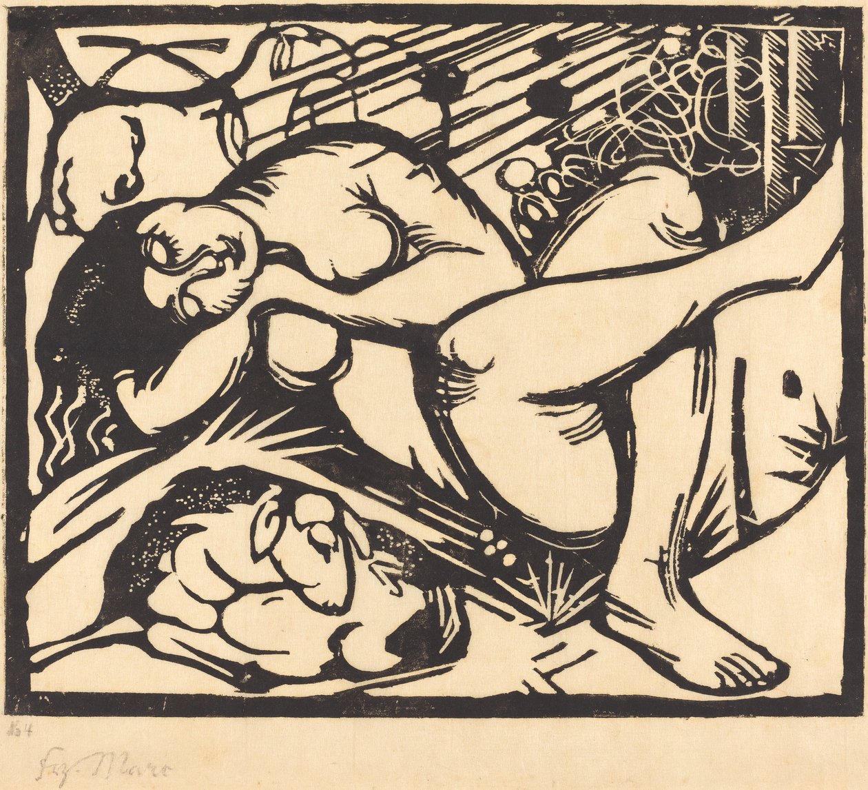 Sovande herdinna Schlafende Hirtin, 1912. av Franz Marc