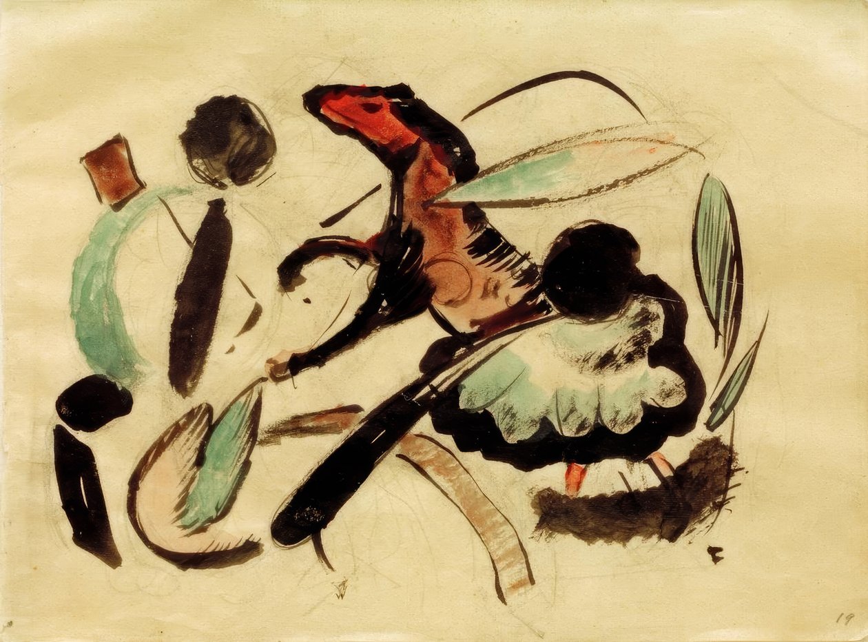 Hoppande häst med grönsaksformer av Franz Marc