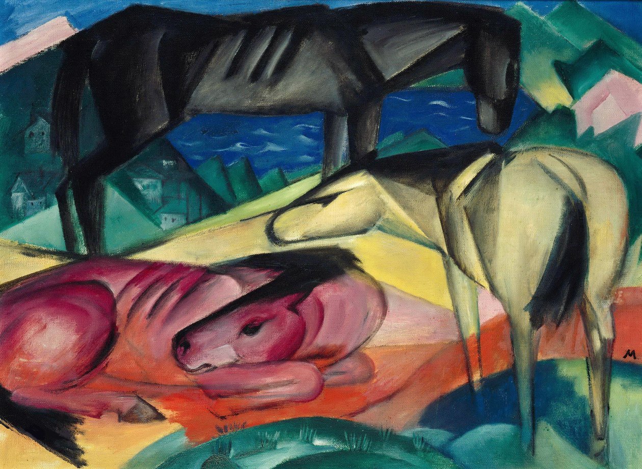 Tre hästar II, 1913. av Franz Marc