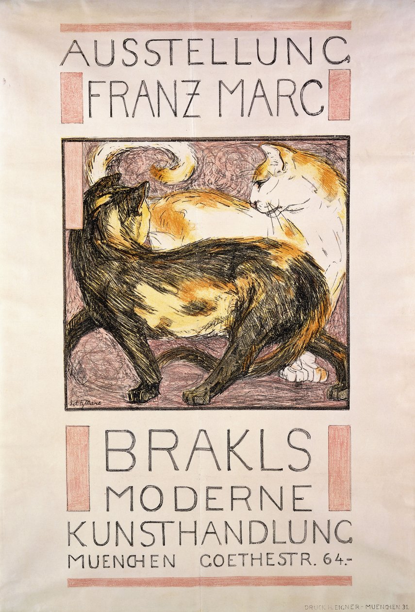 Två katter, 1909-10 av Franz Marc