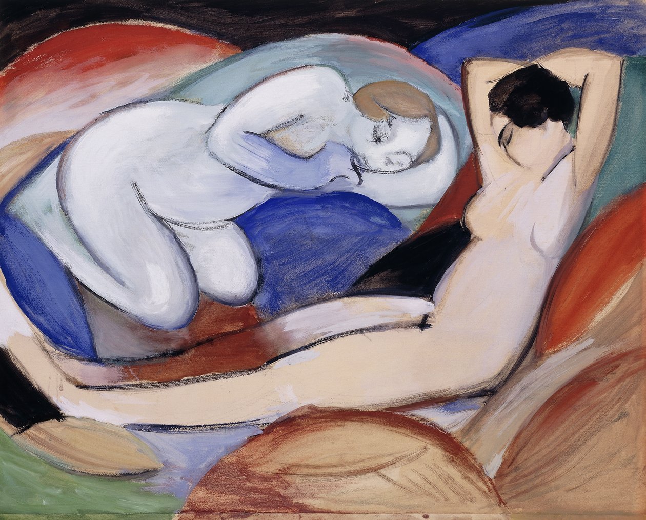 Två liggande nakenbilder; Två liggande nakenbilder, 1912 av Franz Marc
