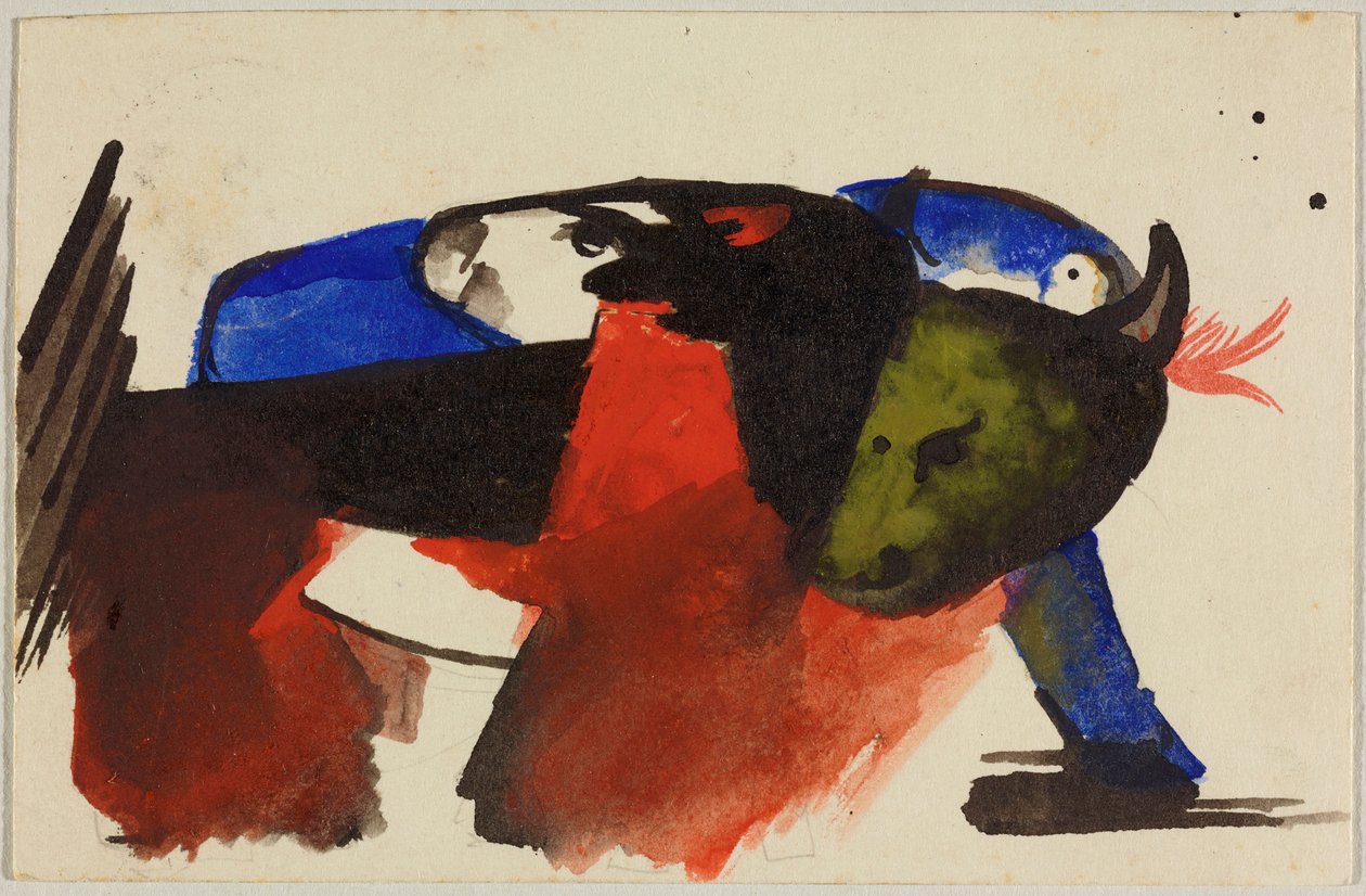 Två djur, vykort från Sindelsdorf till Wassily Kandinsky i München av Franz Marc