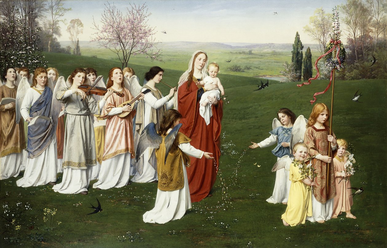 En majprocession (olja på duk) av Franz Muller