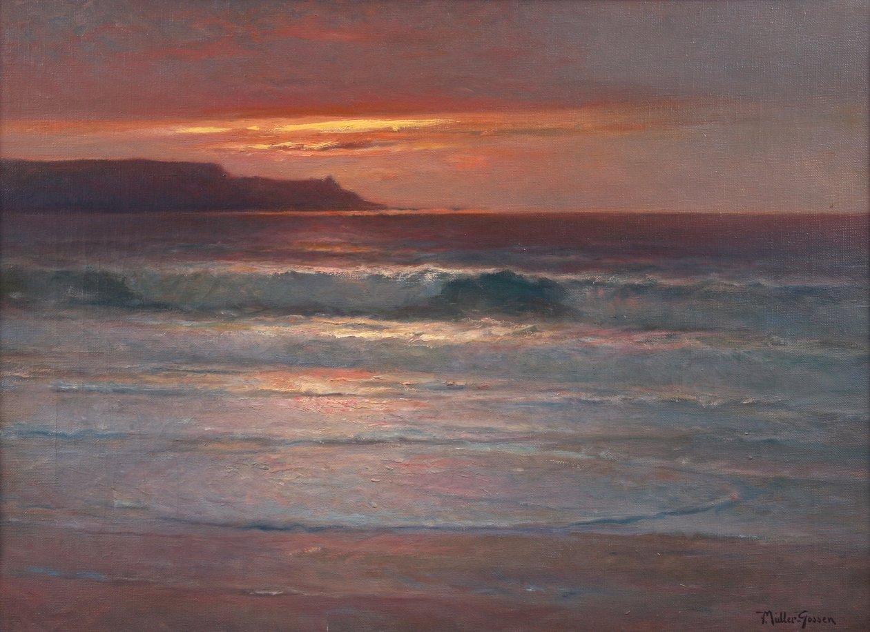 Sista av sommarens strålar på bränningen, ca 1890-1900 (olja på duk) av Franz Muller Gossen