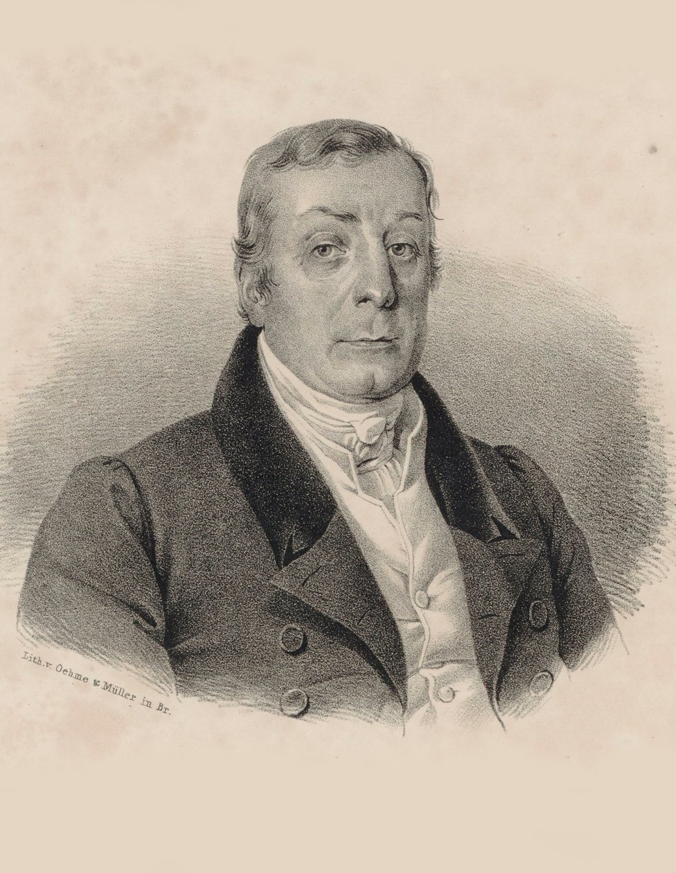Porträtt av dirigenten och kompositören Joseph Weigl 1766-1846, ca. 1830. av Franz Oehme