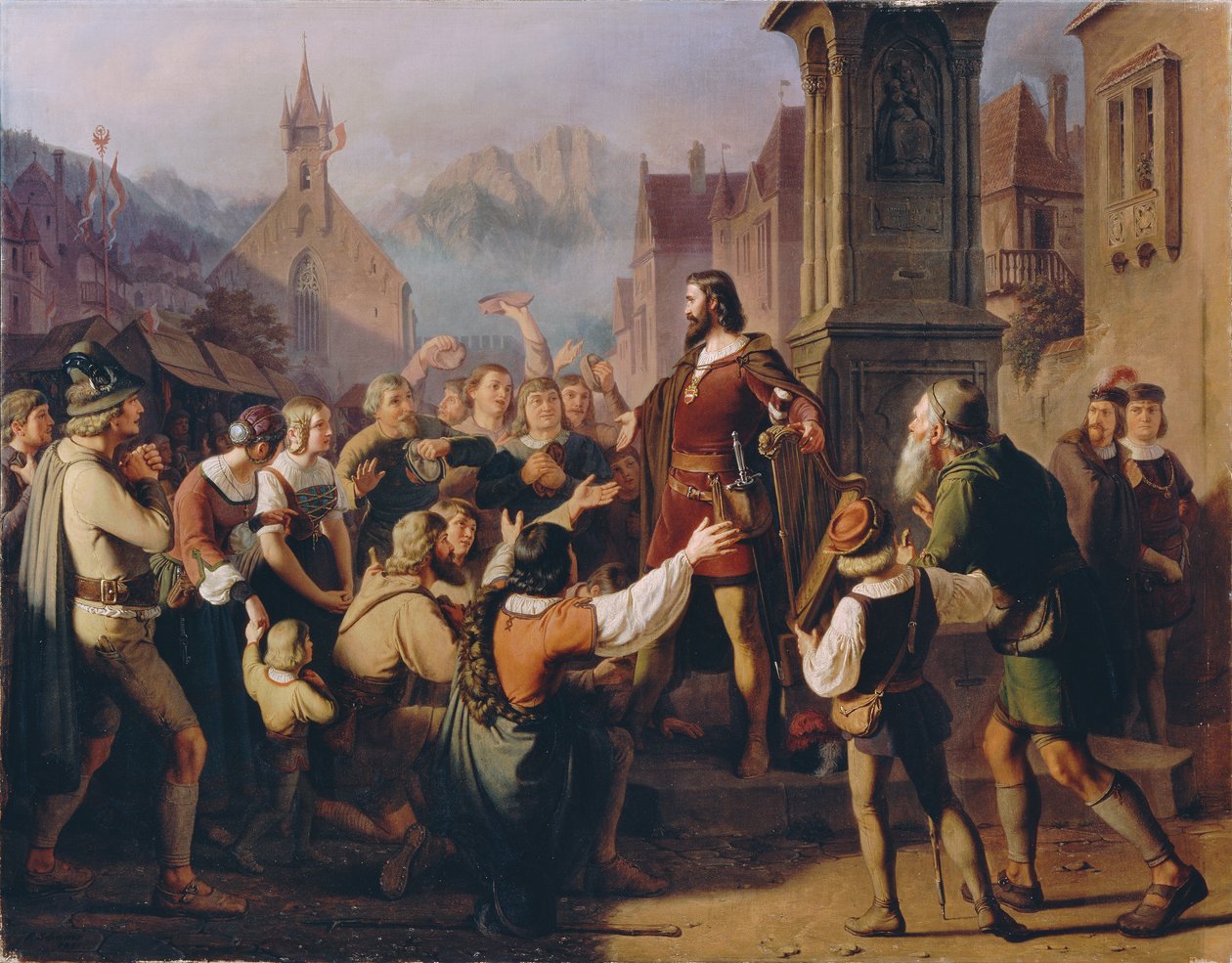Duke Friedrich IV, förklädd som ett minimum, erkänns på flykten från Constance till hans lojala tyroleer av Franz Schams