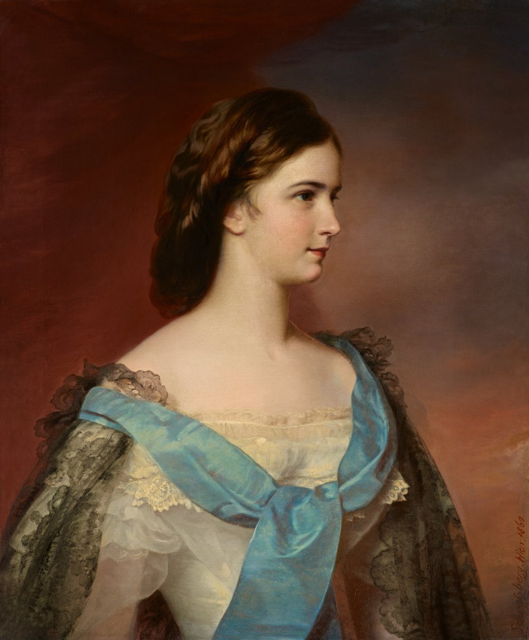 Tyska: Porträtt av kejsarinnan Elisabeth av Österrike (1837-1898) Porträtt av kejsarinnan Elisabeth av Österrike (1837-1898) av Franz Schrotzberg