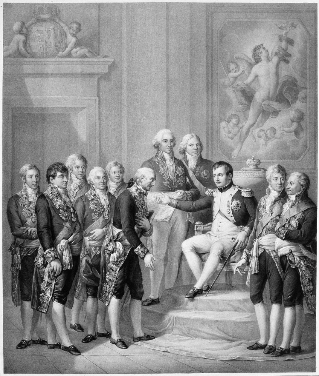 Napoleon (1769-1821) Beviljande av konstitutionen till hertigdömet Warszawa, 1843 av Franz Seraph Hanfstaengel