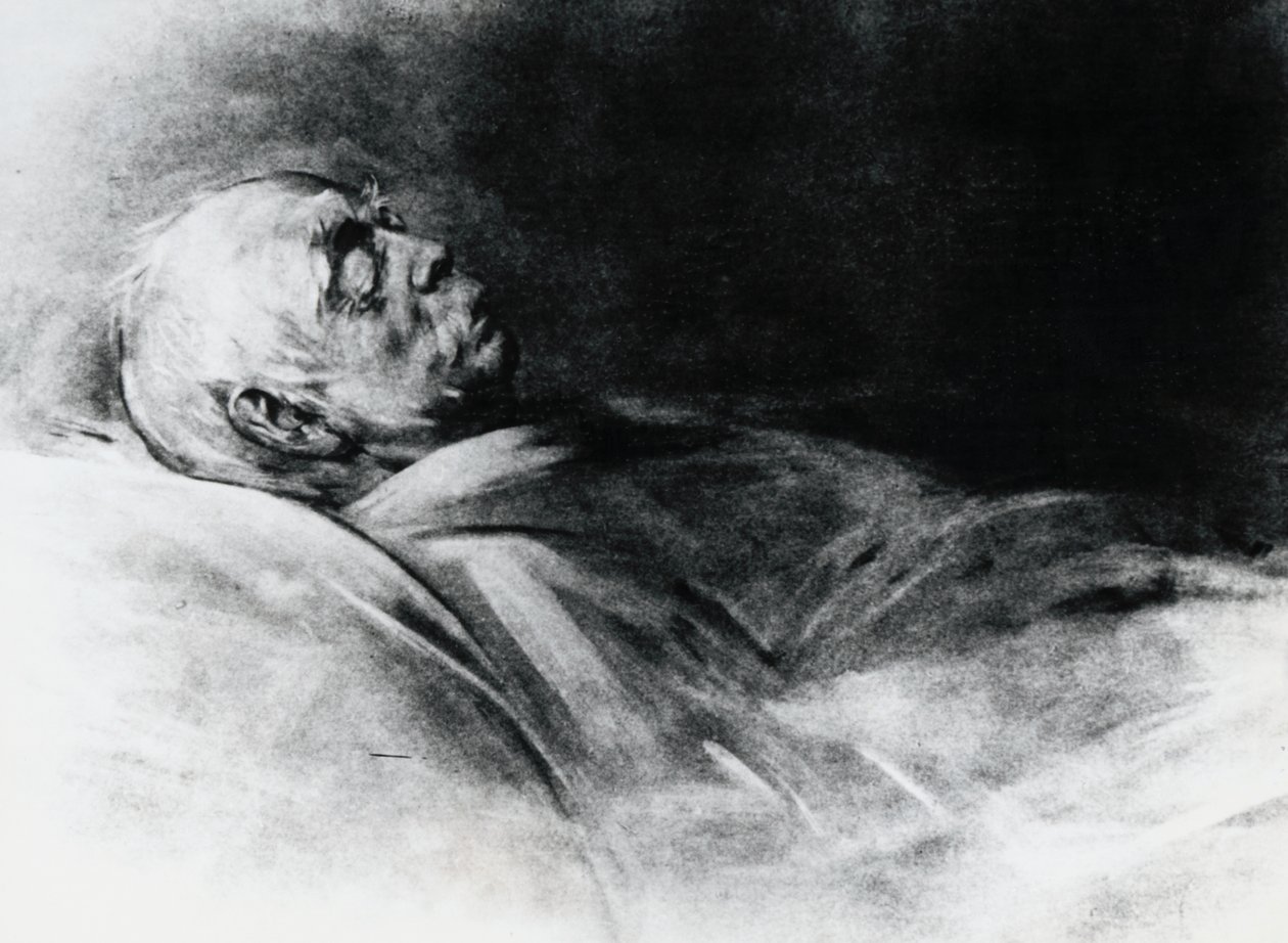 Otto von Bismarck (1815-1898) på sin dödsbädd av Franz Seraph von Lenbach