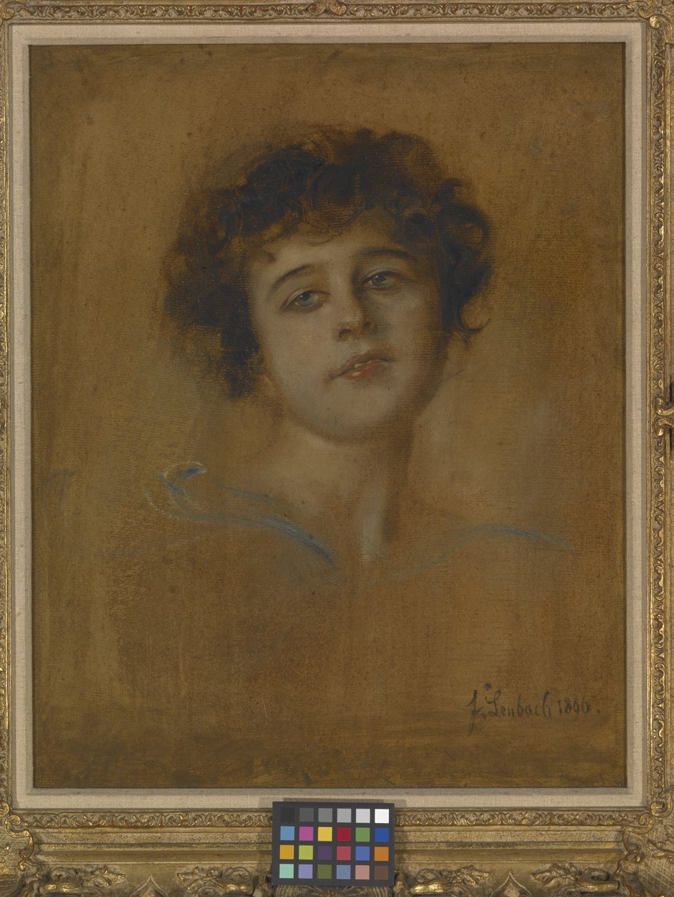 Porträtt av en ung kvinna (olja på duk) av Franz Seraph von Lenbach