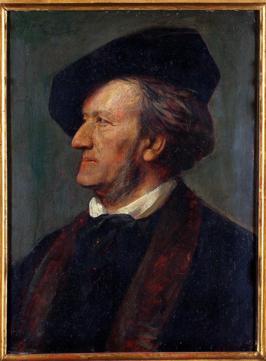 ""Porträtt av kompositören Richard Wagner"" (Porträtt av kompositören Richard Wagner (1813-1883)) Målning av Franz von Lenbach (1836-1904) - 1871 - Olja på trä - Richard Wagner Museum, Bayreuth av Franz Seraph von Lenbach