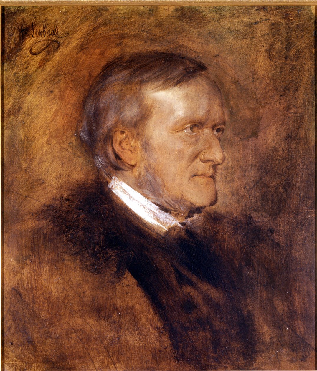 Porträtt av Richard Wagner (1813 - 1883), tysk kompositör. Målning av Franz von Lenbach (1836-1904). Wagner-museet i Bayreuth. av Franz Seraph von Lenbach
