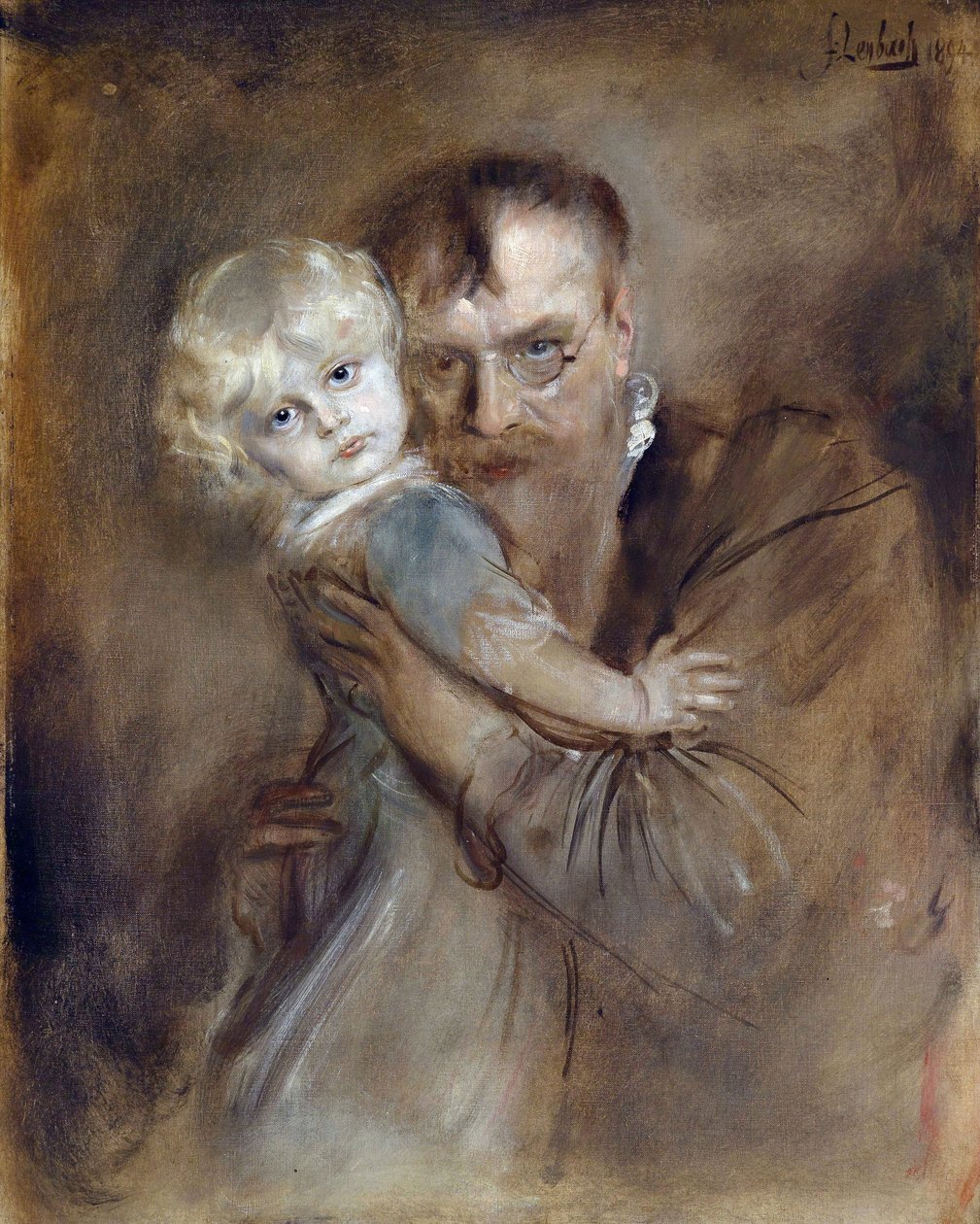 Självporträtt med dottern Marion - Lenbach, Franz, von (1836-1904) - 1894 - Olja på duk - 81,5x65,5 - Privat samling av Franz Seraph von Lenbach