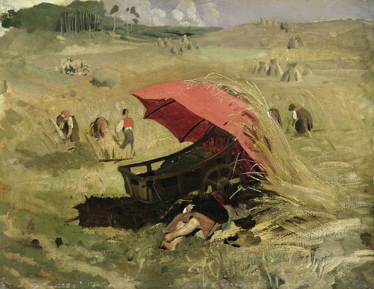 The Red Sunshade, ca 1860 (olja på papper ombord) av Franz Seraph von Lenbach
