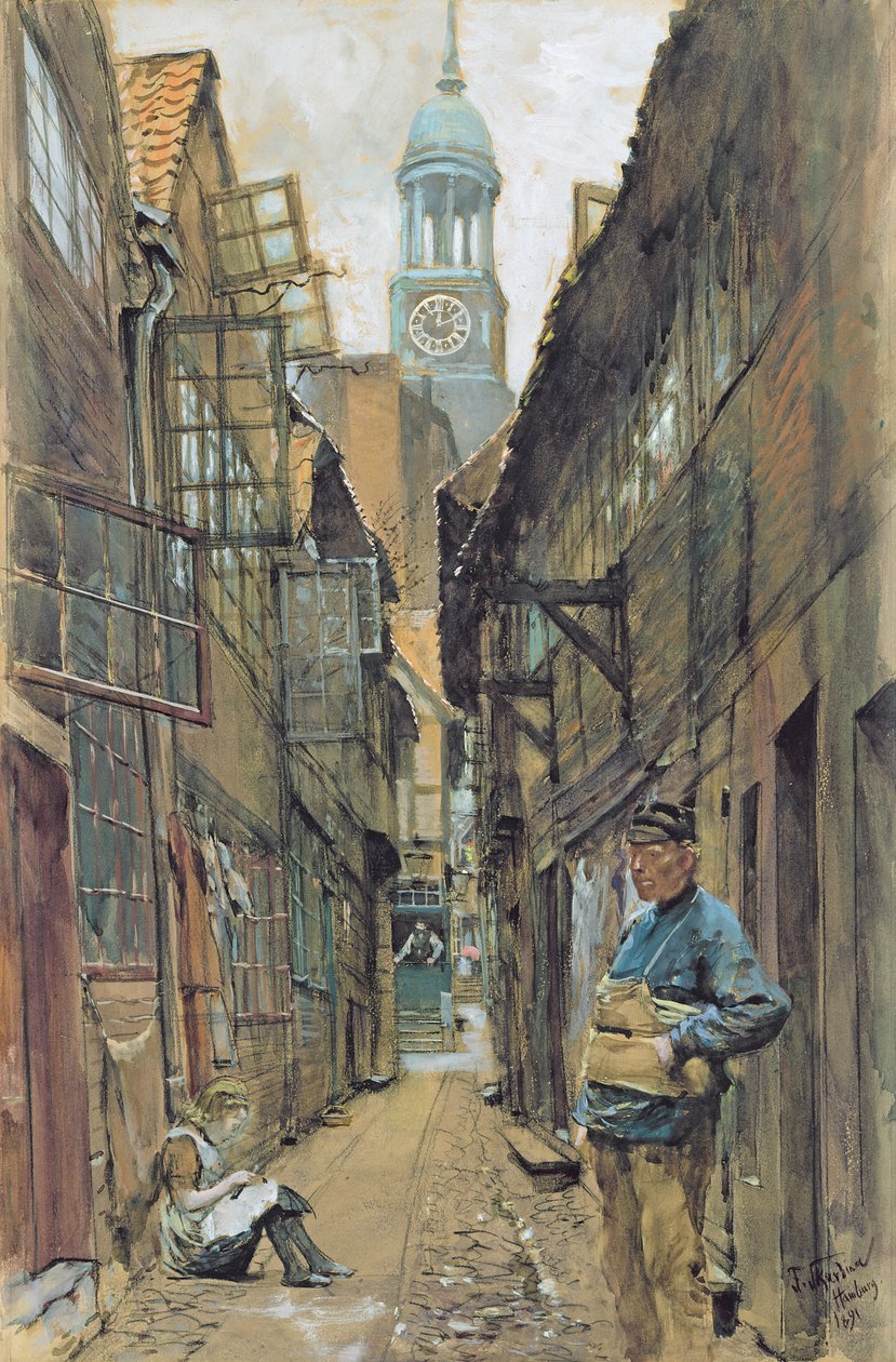 En bakgata i Hamburg, 1891 av Franz Skarbina