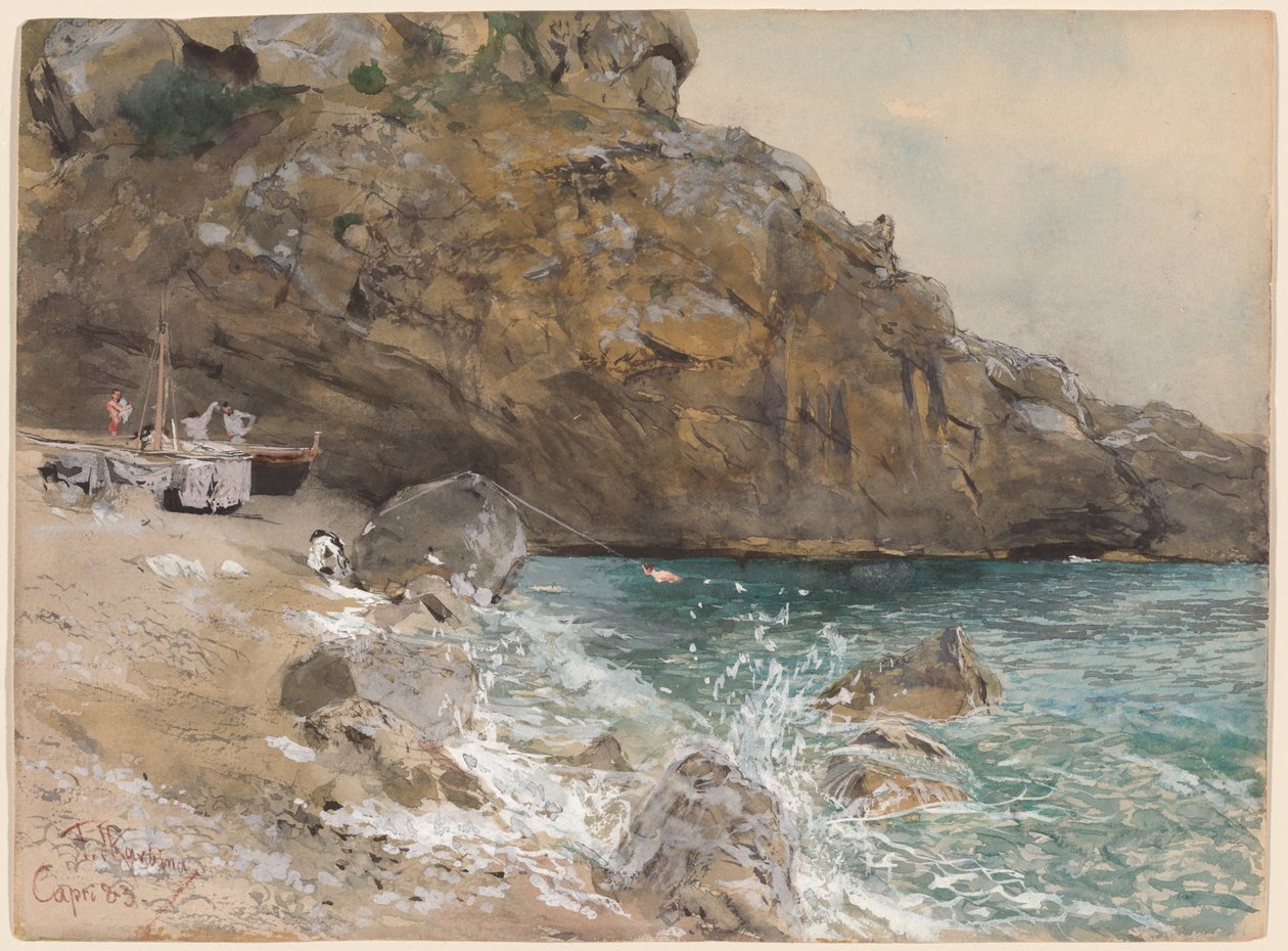 Stranden vid Marina Piccola, Capri av Franz Skarbina
