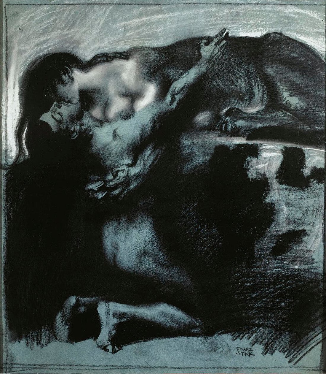 Kiss of a Sphinx, mellan 1890 och 1914. av Franz Stuck Ritter von