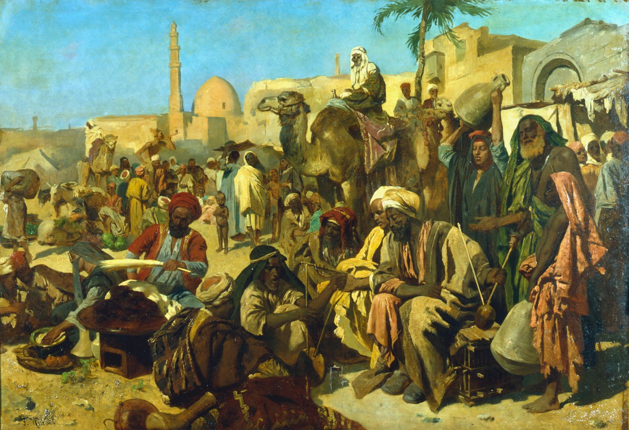 "En marknad i Kairo", c sent 1800-tal av Franz Theodor Wurbel