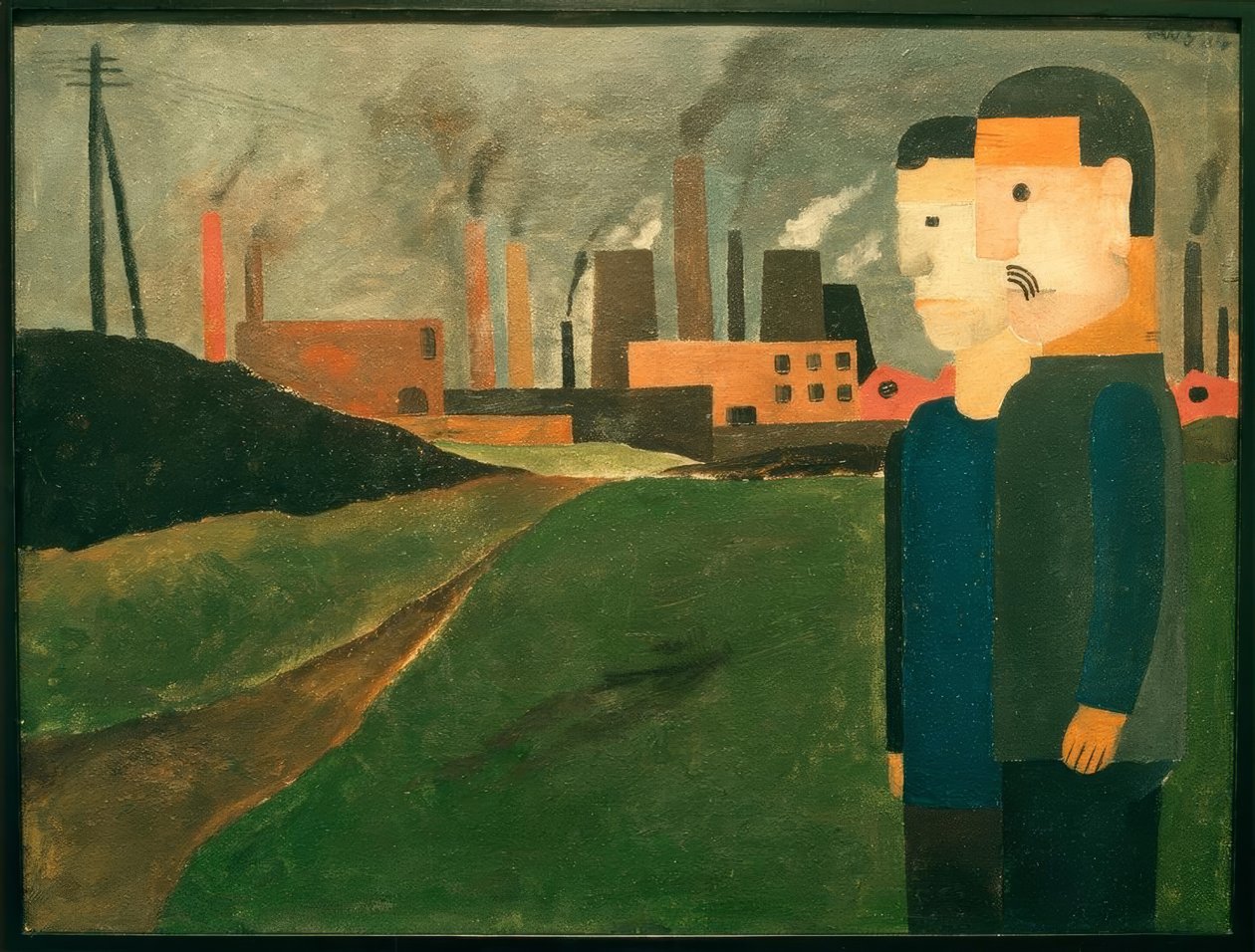 Industriellt landskap med arbetare av Franz Wilhelm Seiwert