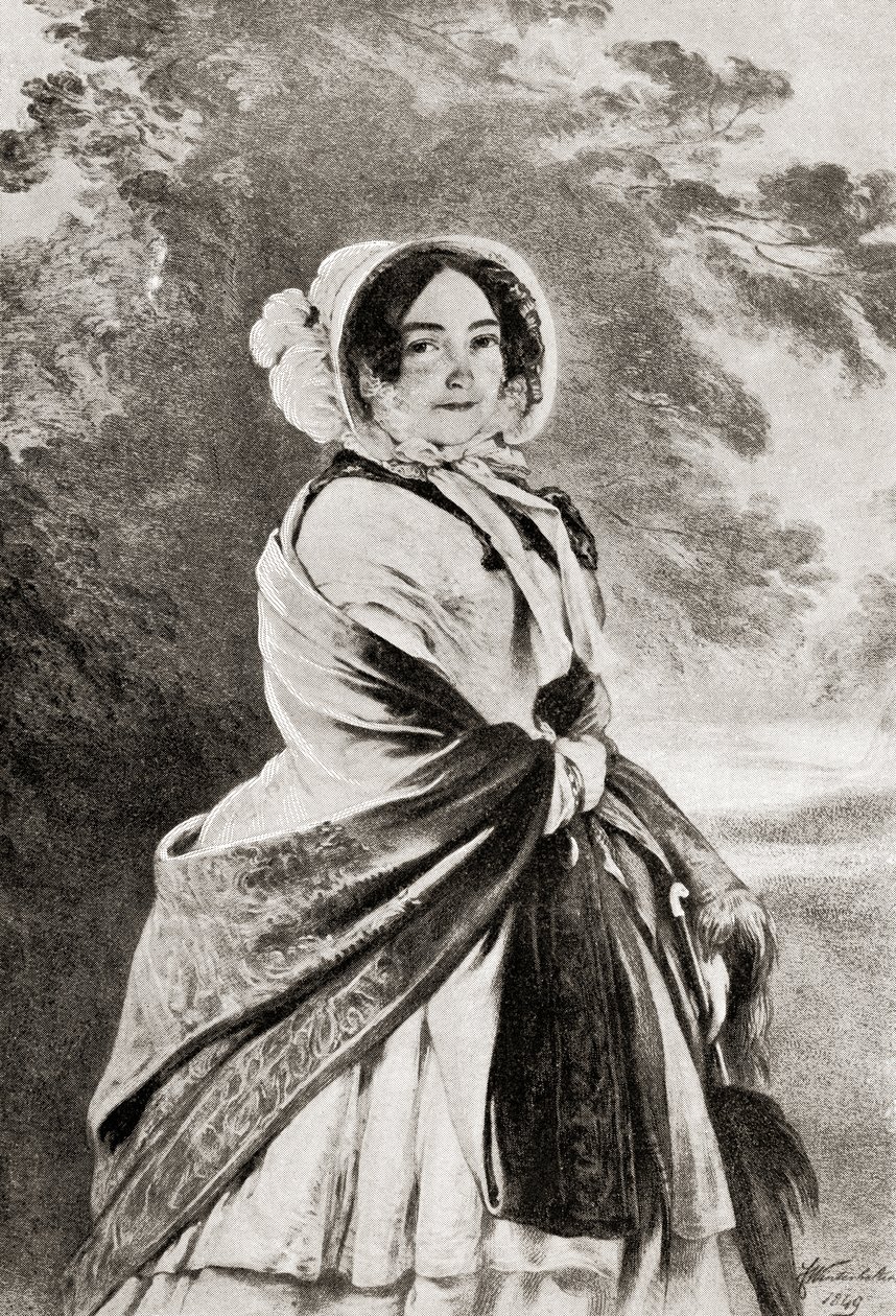 Victoria, hertiginna av Kent och Strathearn, från boken "V.R.I. Her Life and Empire" av The Marquis of Lorne (tryck) av Franz Xaver  Winterhalter (after)