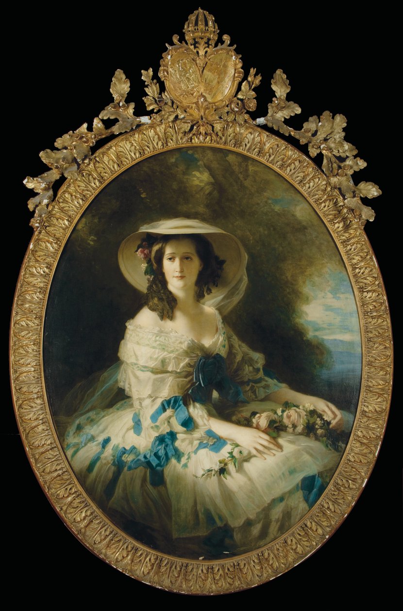 Porträtt av kejsarinnan Eugenie (olja på duk) av Franz Xaver (studio of) Winterhalter