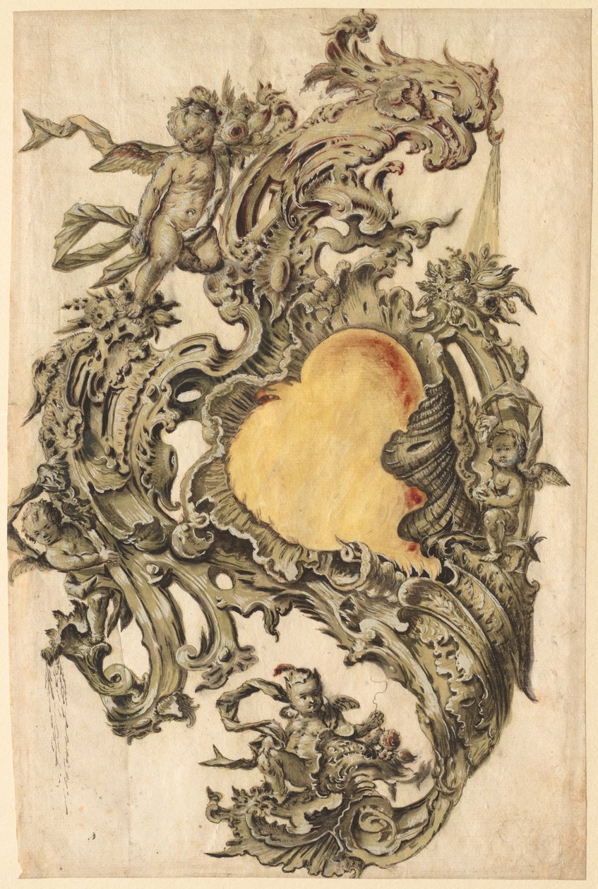 Kartusch med Putti, andra halvan 1700-talet. av Franz Xaver Habermann