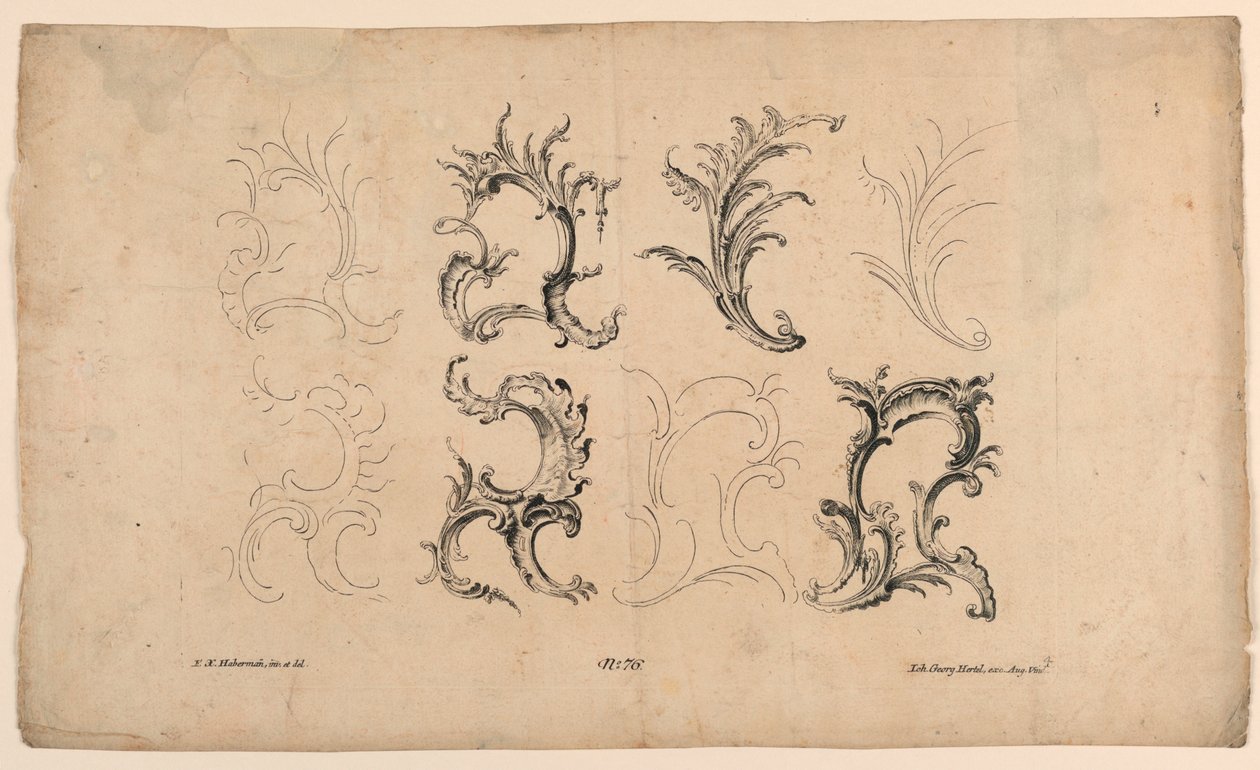 Rocaillemotiv, från set nr 76 av Franz Xaver Habermann