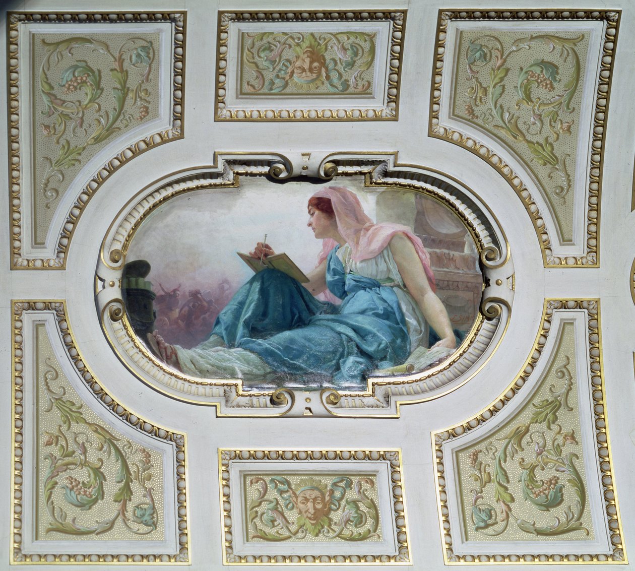 Historiens allegoriska figur, 1890 (takmålning) av Franz Xaver Simm