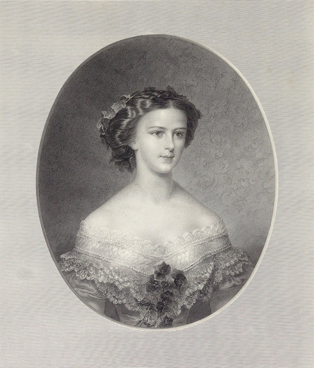 Porträtt av kejsarinnan Elisabeth av Österrike, ca 1855. av Franz Xaver Stöber