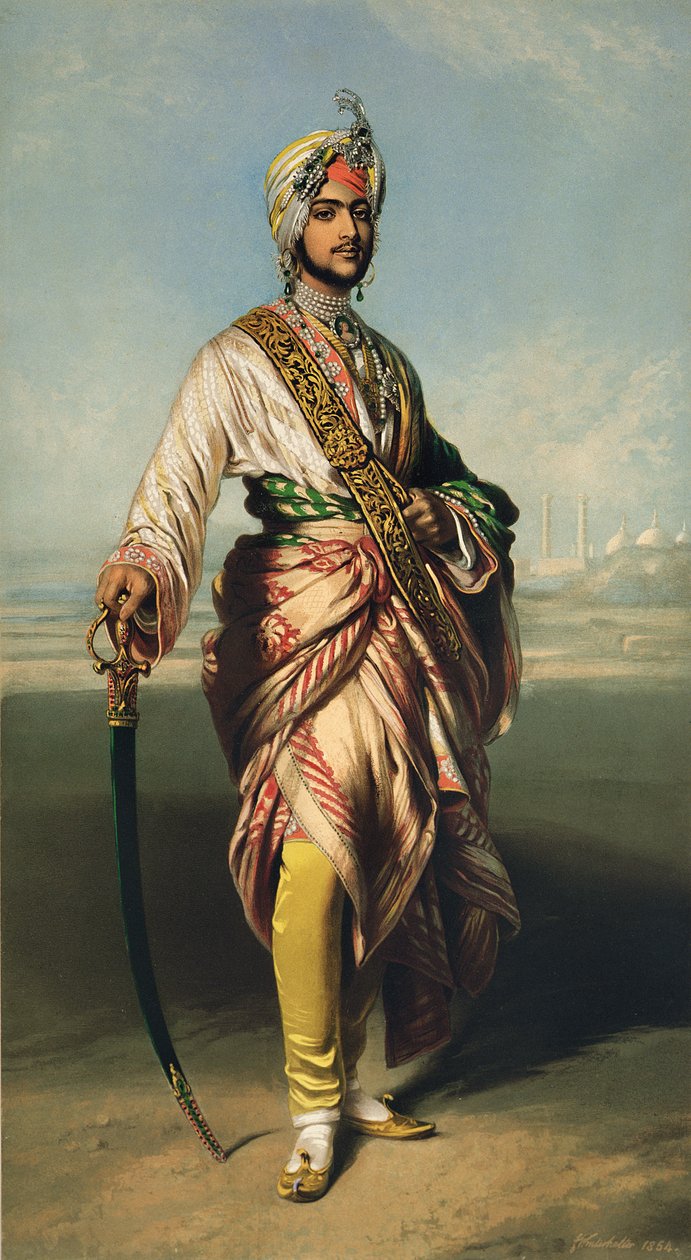 Duleep Singh, Maharajah of Lahore (1838-93), 1854 litografi av R.J. Lane (litografi) av Franz Xaver Winterhalter