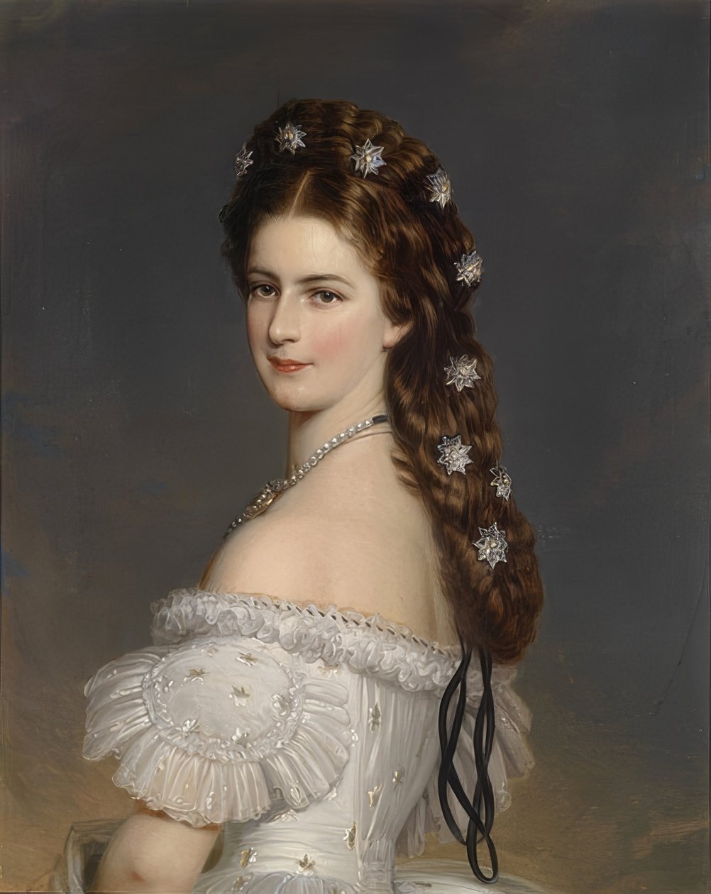 Kejsarinnan Elisabeth med diamantstjärnor i håret. Omkring 1860 av Franz Xaver Winterhalter
