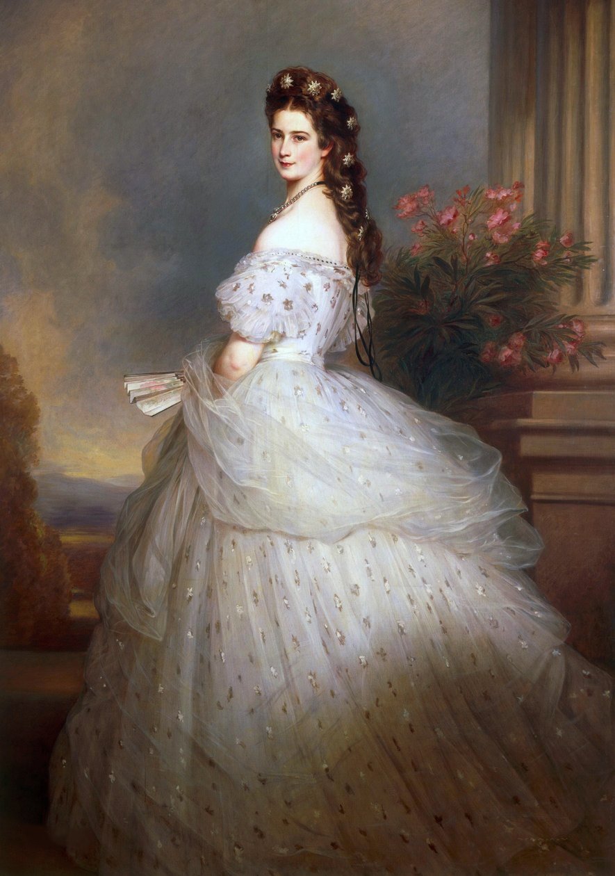 Kejsarinna Elisabeth av Österrike, med diamantstjärnor i håret - Kejsarinna Elisabeth av Österrike med diamantstjärnor i håret, av Winterhalter, Franz Xavier (1805-1873). olja på duk av Franz Xaver Winterhalter