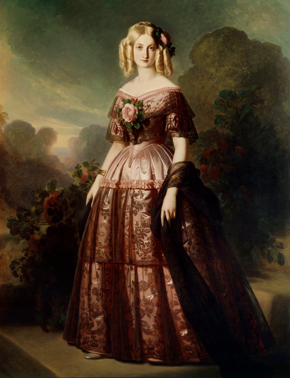 Hellängdsporträtt av Marie Caroline Auguste de Bourbon Salerno, hertiginna av Aumale av Franz Xaver Winterhalter