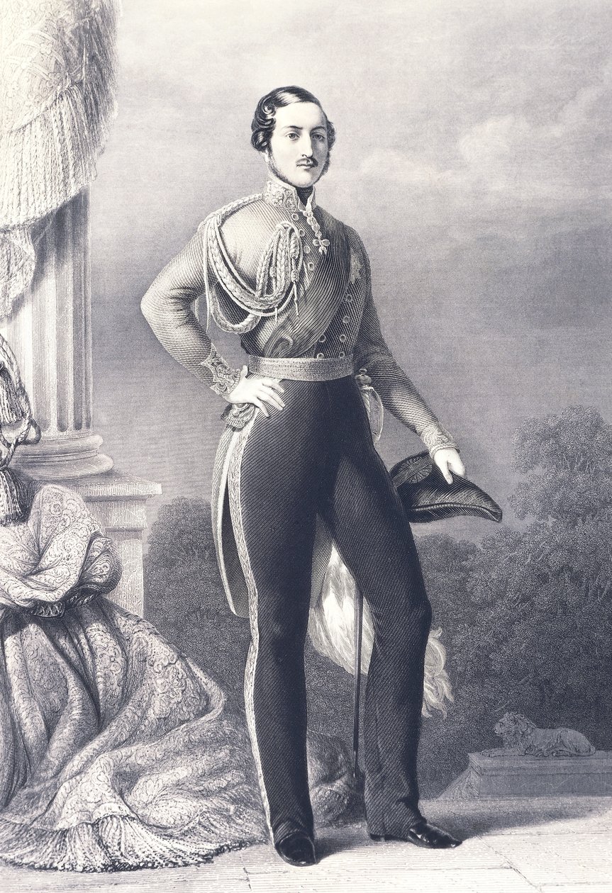 Porträtt av Albert av Saxe-Coburg-Gotha, make till drottning Victoria och prinsgemål av Storbritannien, av Franz Xaver Winterhalter, tryck av Franz Xaver Winterhalter
