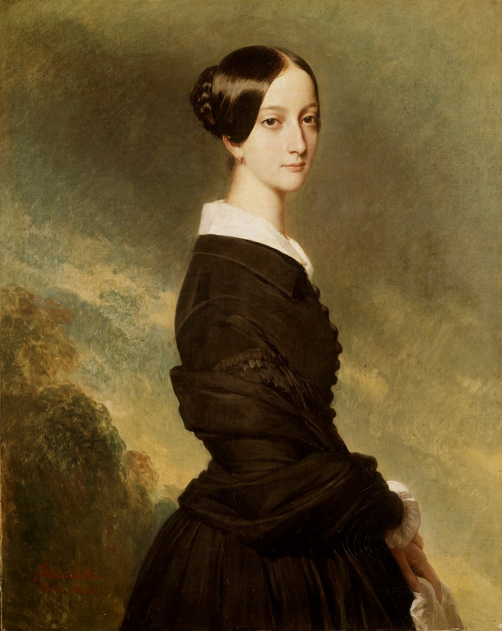 Porträtt av Francoise Caroline de Bourbon Bragança, prinsessan av Joinville av Franz Xaver Winterhalter