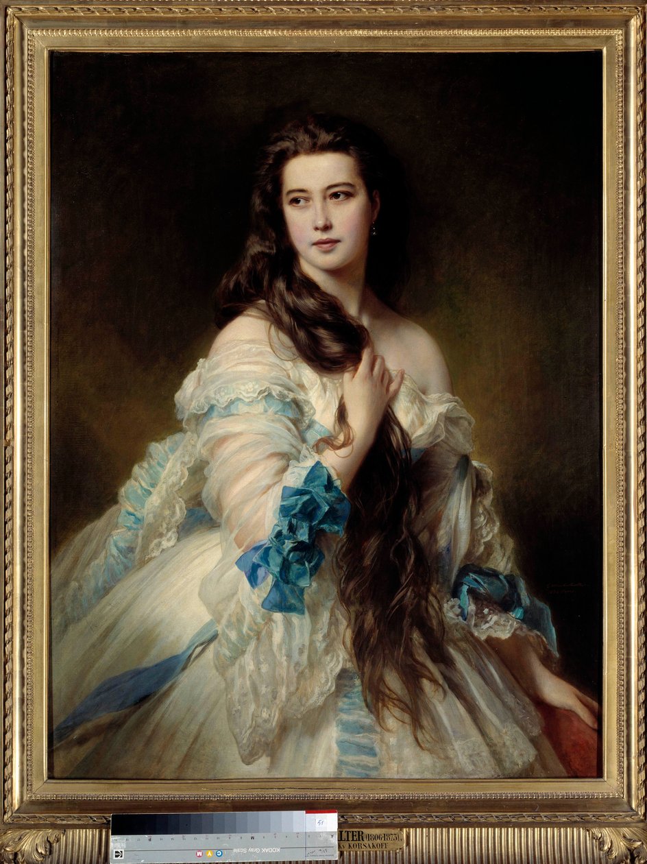 Porträtt av fru Barbe av Rimsky-Corsakov (1833-1878). Målning av Franz Xaver Winterhalter (1806-1873) 1864. Dim. 1,7x0,9 m. Paris, Musee d